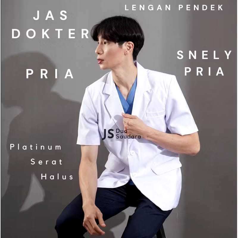 jas SNELI pria dokter pria lengan pendek / sneli pria lengan pendek / baju dokter pria / jas putih p