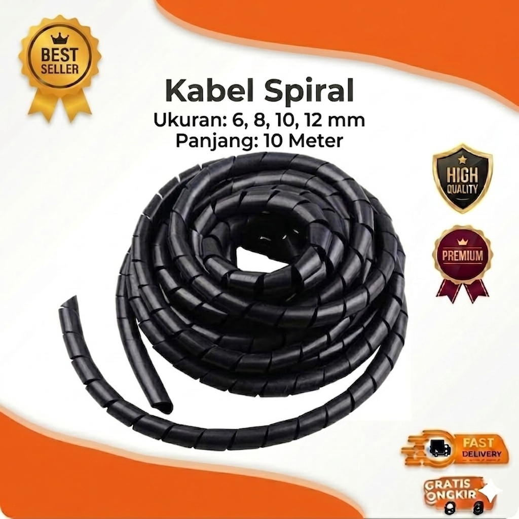 Spiral Kabel Listrik Spiral Pembungkus Pelindung Kabel Listrik/Selang Pelindung Kabel Listrik Warna 
