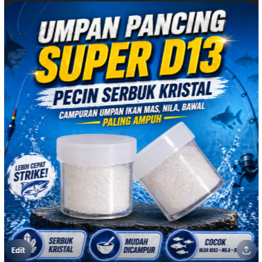 Umpan Pancing Super D13 Pecin Serbuk Kristal Campuran Umpan Ikan Mas Nila Bawal Paling Ampuh