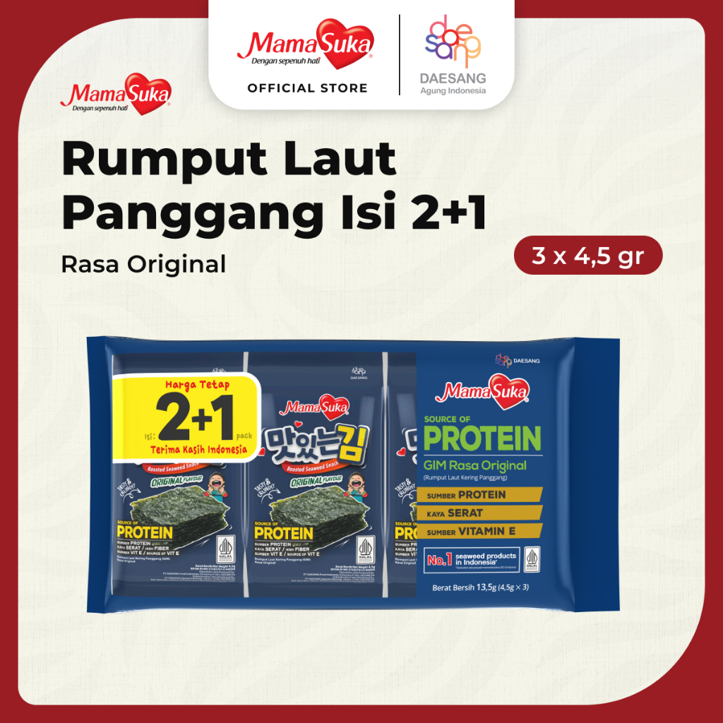 MamaSuka - Rumput Laut Panggang Original Beli 2 Isi 3 @4,5 gr