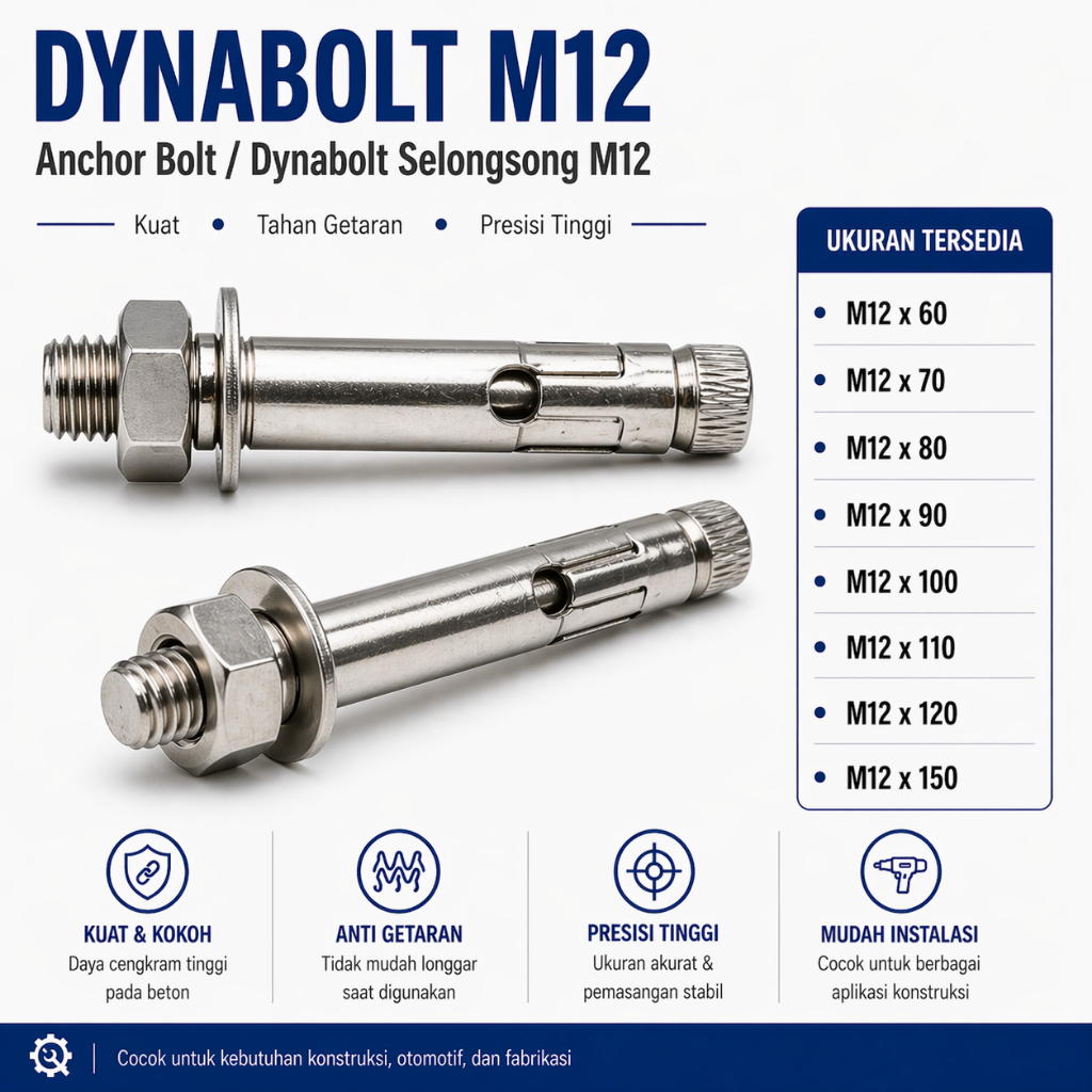 Dynabolt M12X120 / Dinabolt 12X120 / Anchor Bolt M12 X 120 / 12 X 120 - Selongsong M12