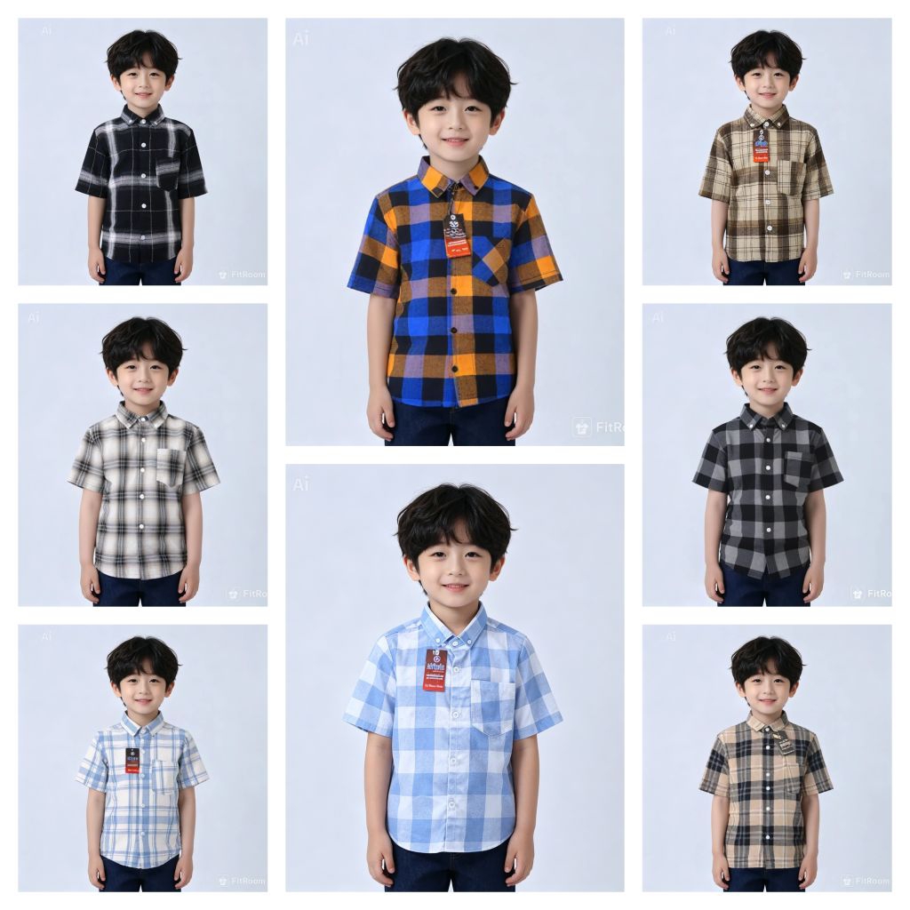 Kemeja Flanel Anak Lengan Pendek Bahan Katun Motif Bagus Bagus | Kemeja Flanel Anak Lengan Pendek Ha