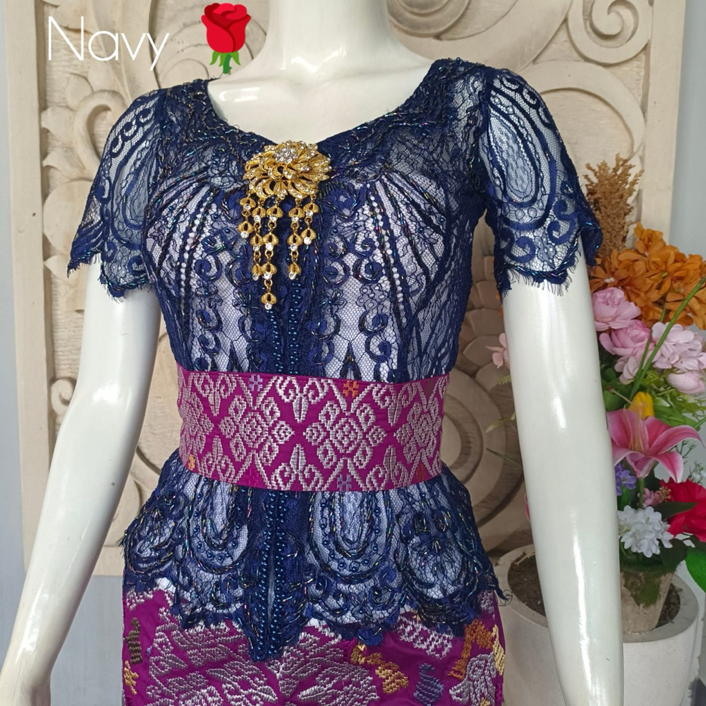 Kebaya brokat lengan pendek mix payet cantik