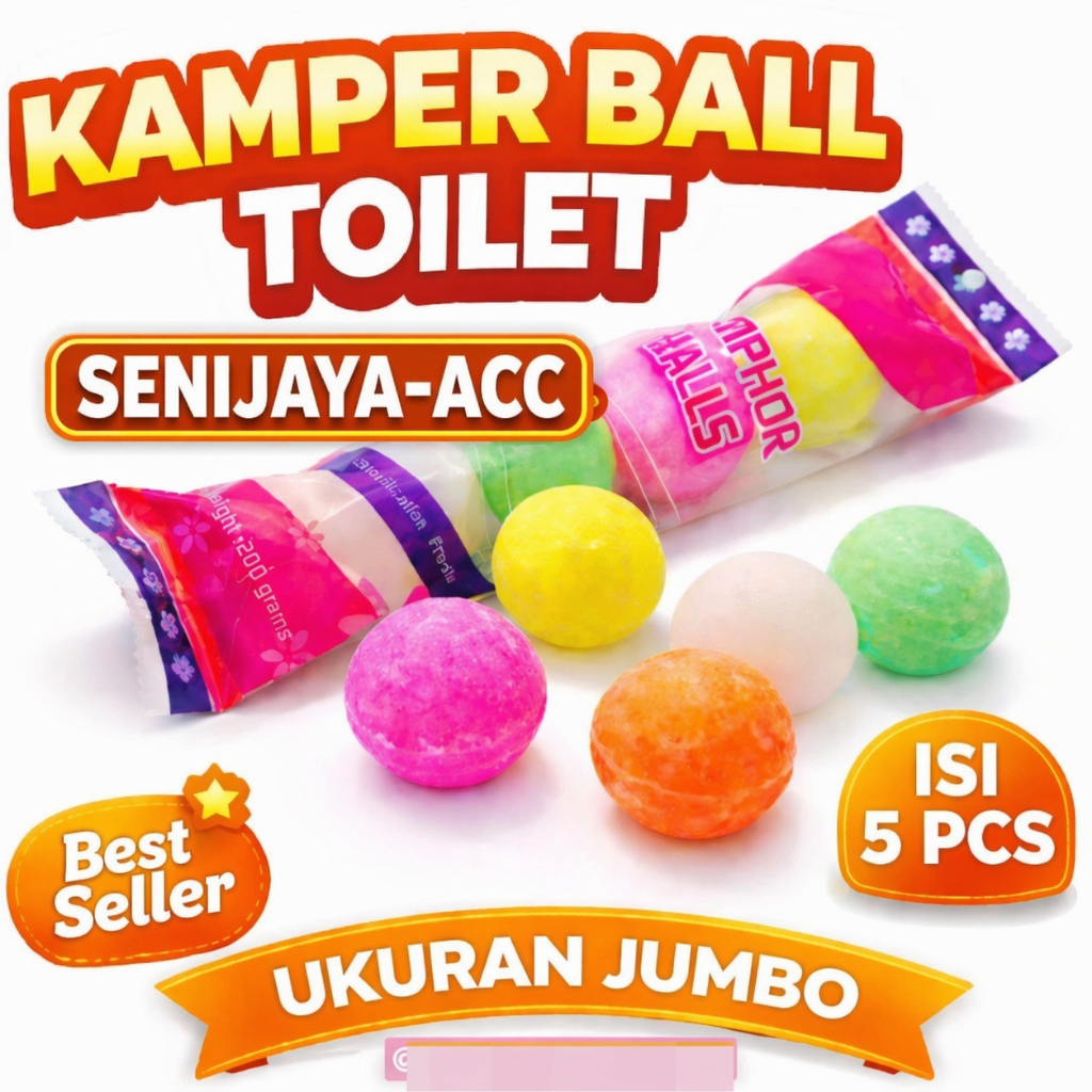 GROSIR Kamper  Besar 5 Bola Warna Warni / Kamper Toilet Ball Isi 5 Anti Bau Serangga Kamper Serbagun