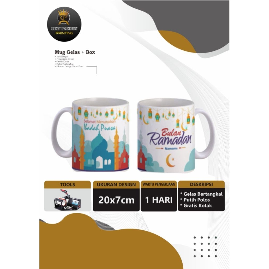 Mug gelas / mug gelas murah / mug gelas custom / mug