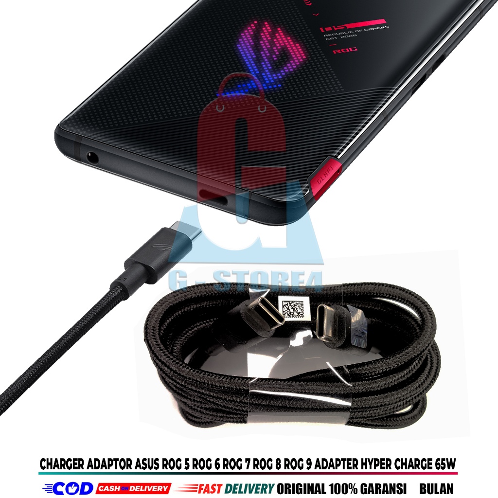 Charger Adaptor Asus Rog 5 Rog 6 Rog 7 Rog 8 Rog 9 Adapter PD HyperCharge Fast 65W Original Original