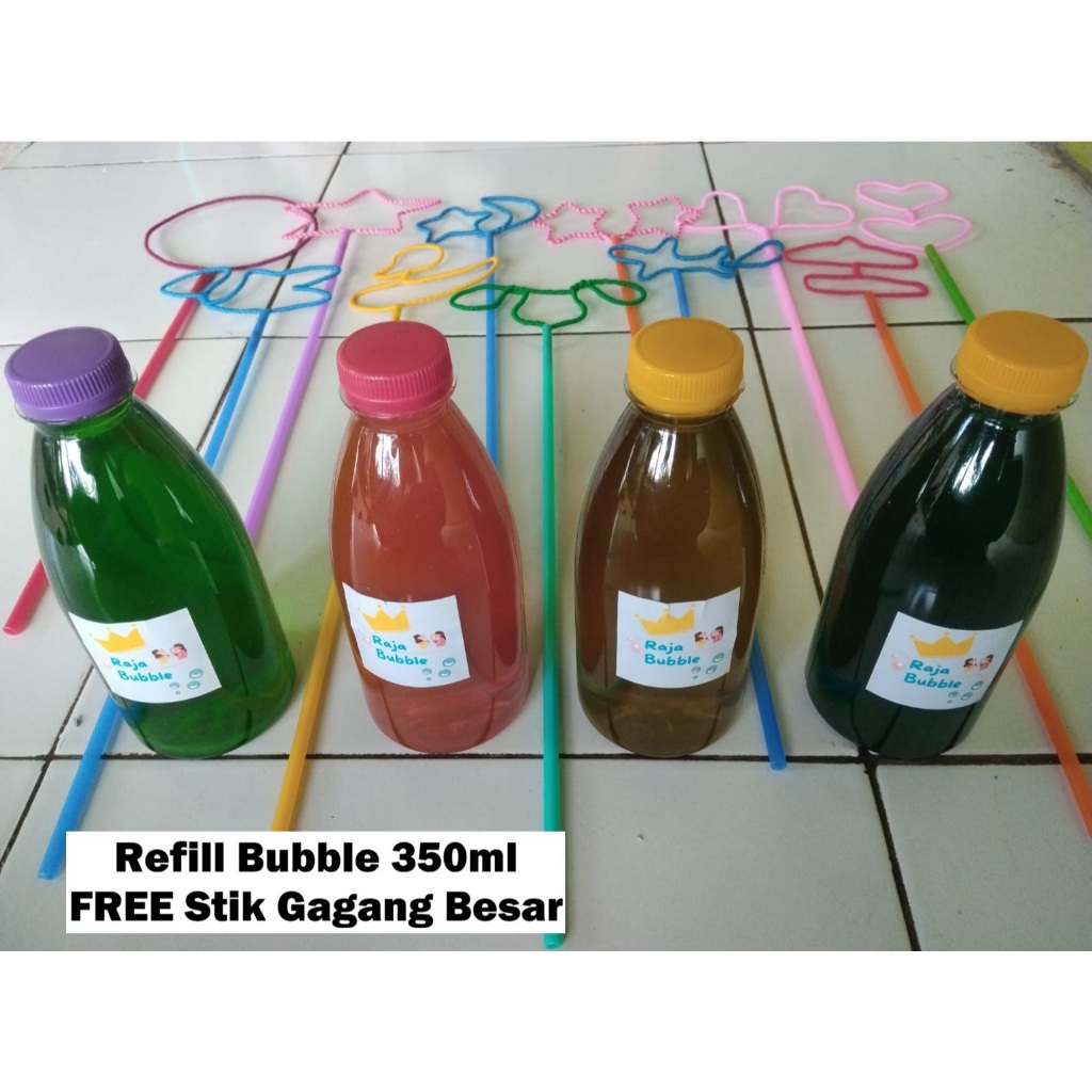 Refill Bubble Gelembung Sabun 350ml FREE Stik Gagang Besar