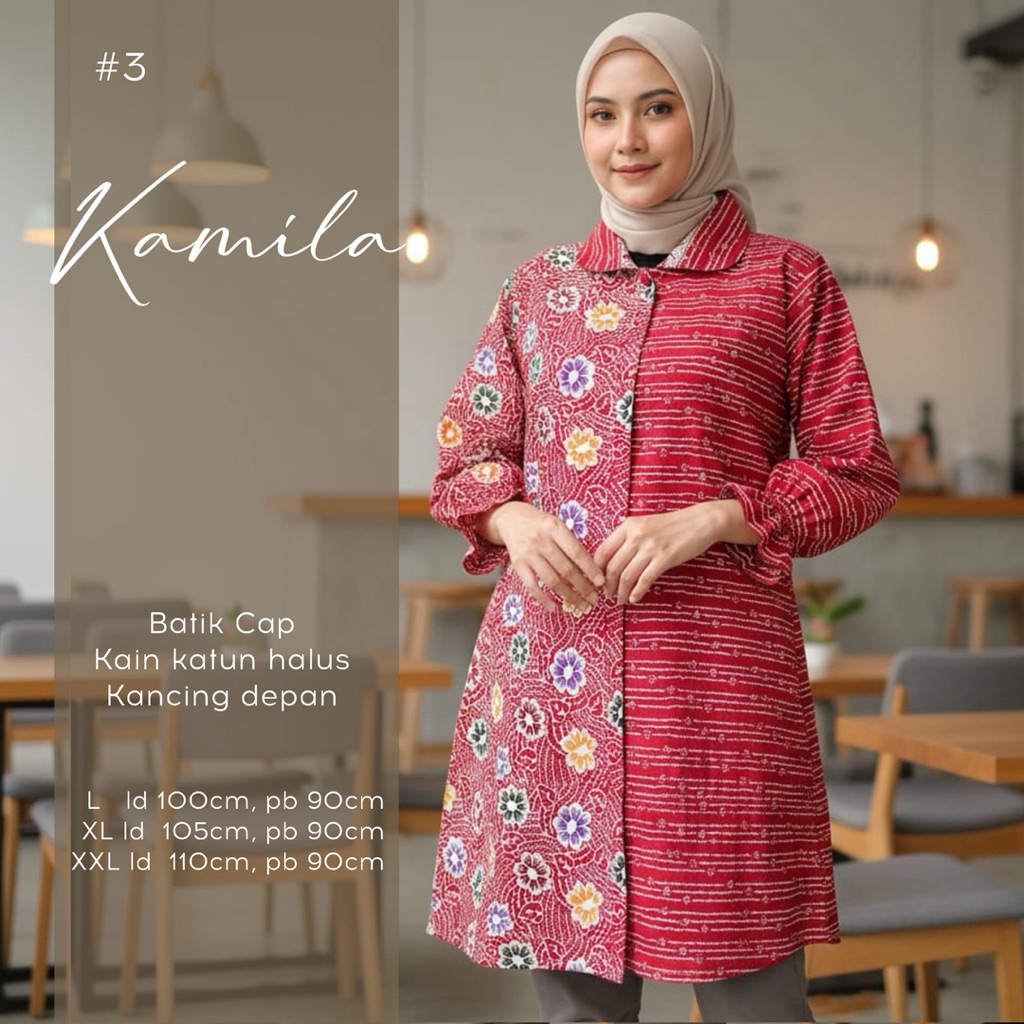 Tunik Batik Wanita modern Bahan Katun Halus
