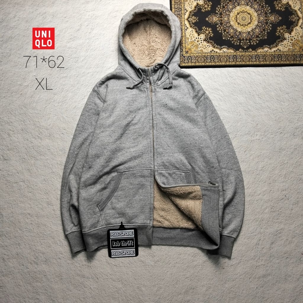 Hoodie Zipper sherpa tebal uni original 100% size xL