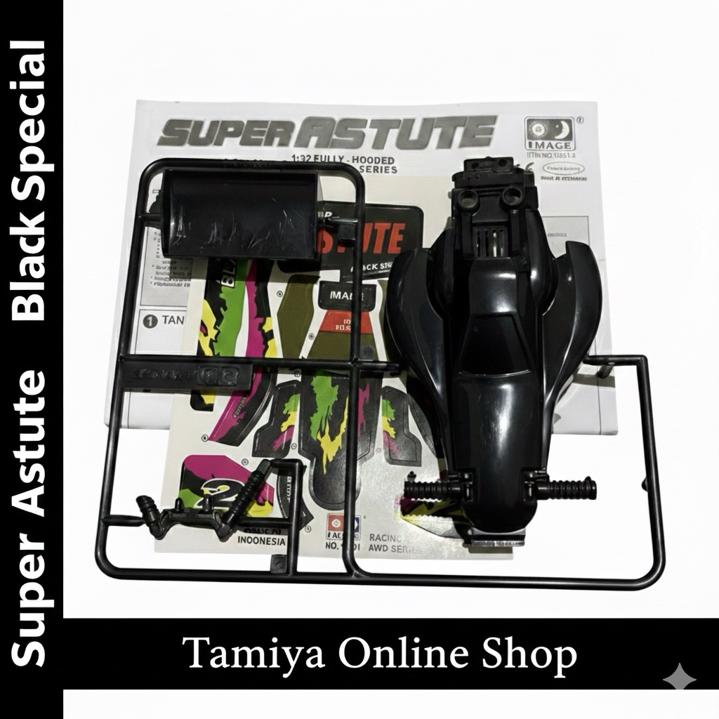 Rep Tamiya Body Super Astute Black Special Warna Hitam Body Super Astute + Sticker Super Astute Baru