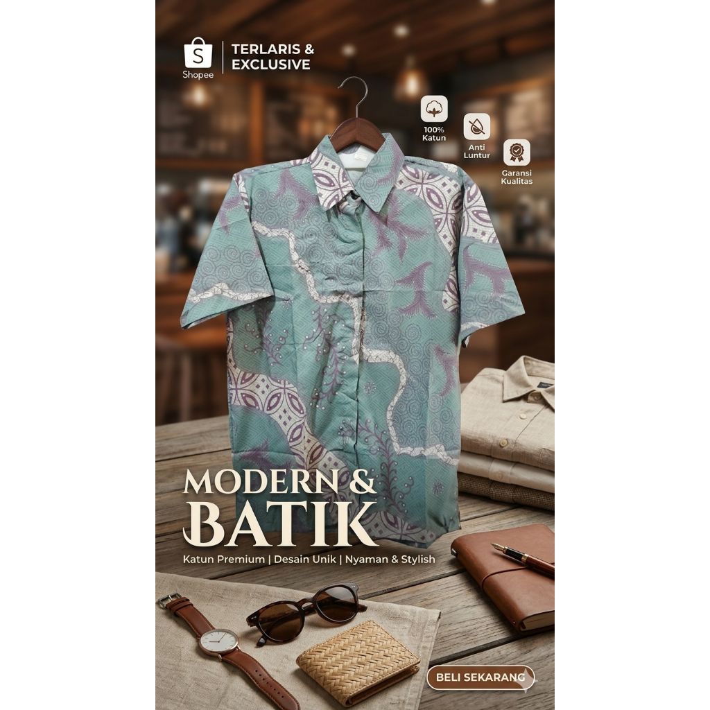 KEMEJA BATIK LENGAN PENDEK DEWASA