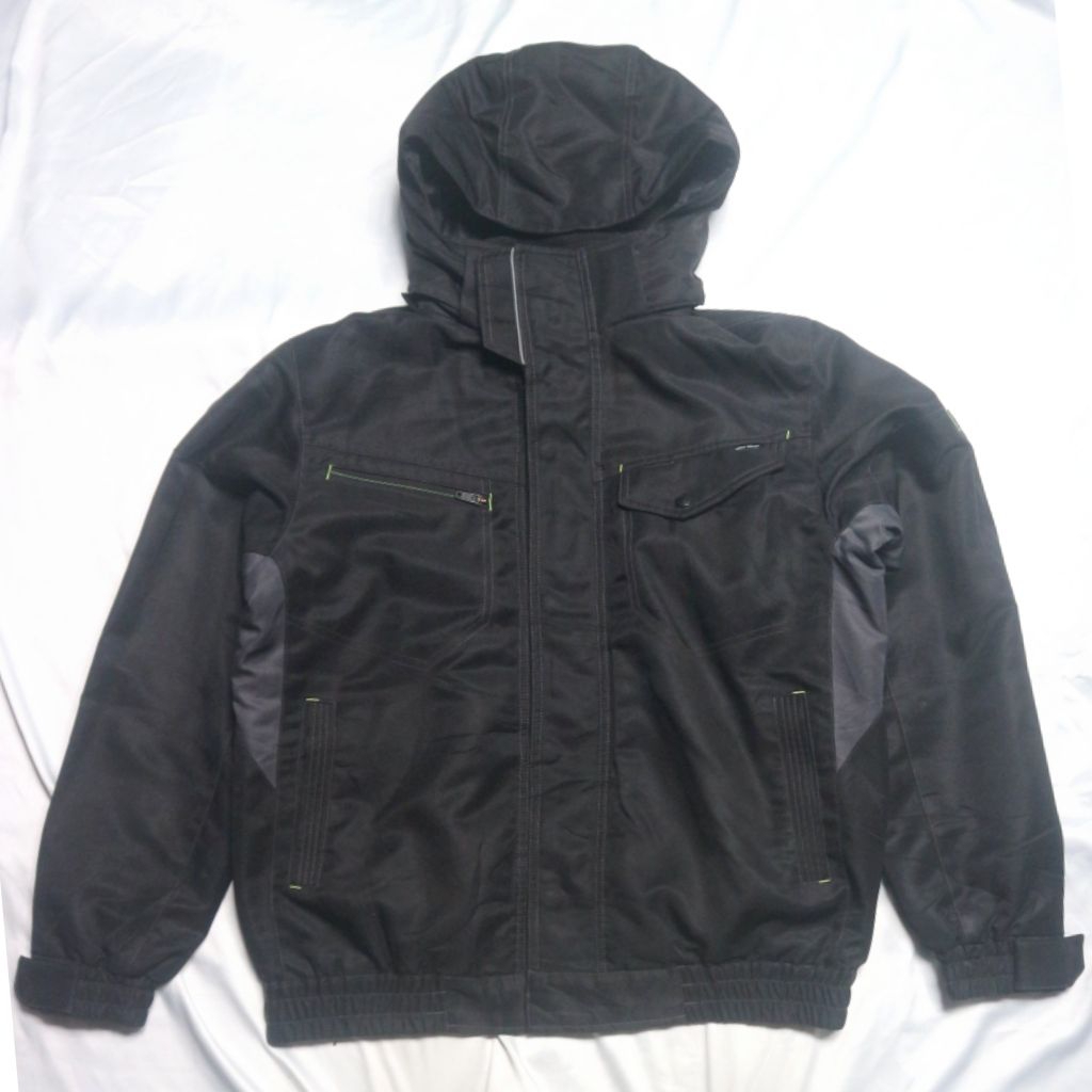 HEAT ASSIST Double Flap Jacket Tebal Pekat Hangat Windbreaker Hitam Jaket Vintage
