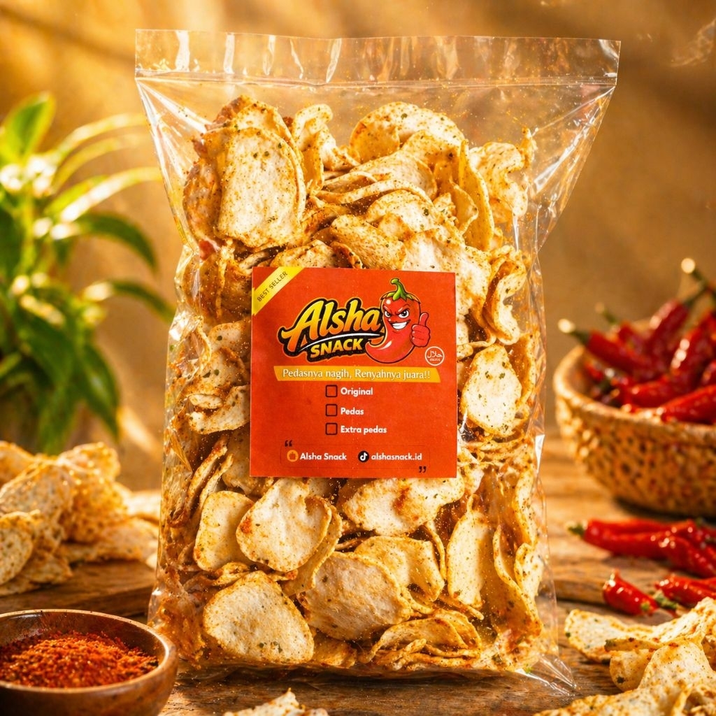 Basreng koin renyah pedas daun jeruk 500gram
