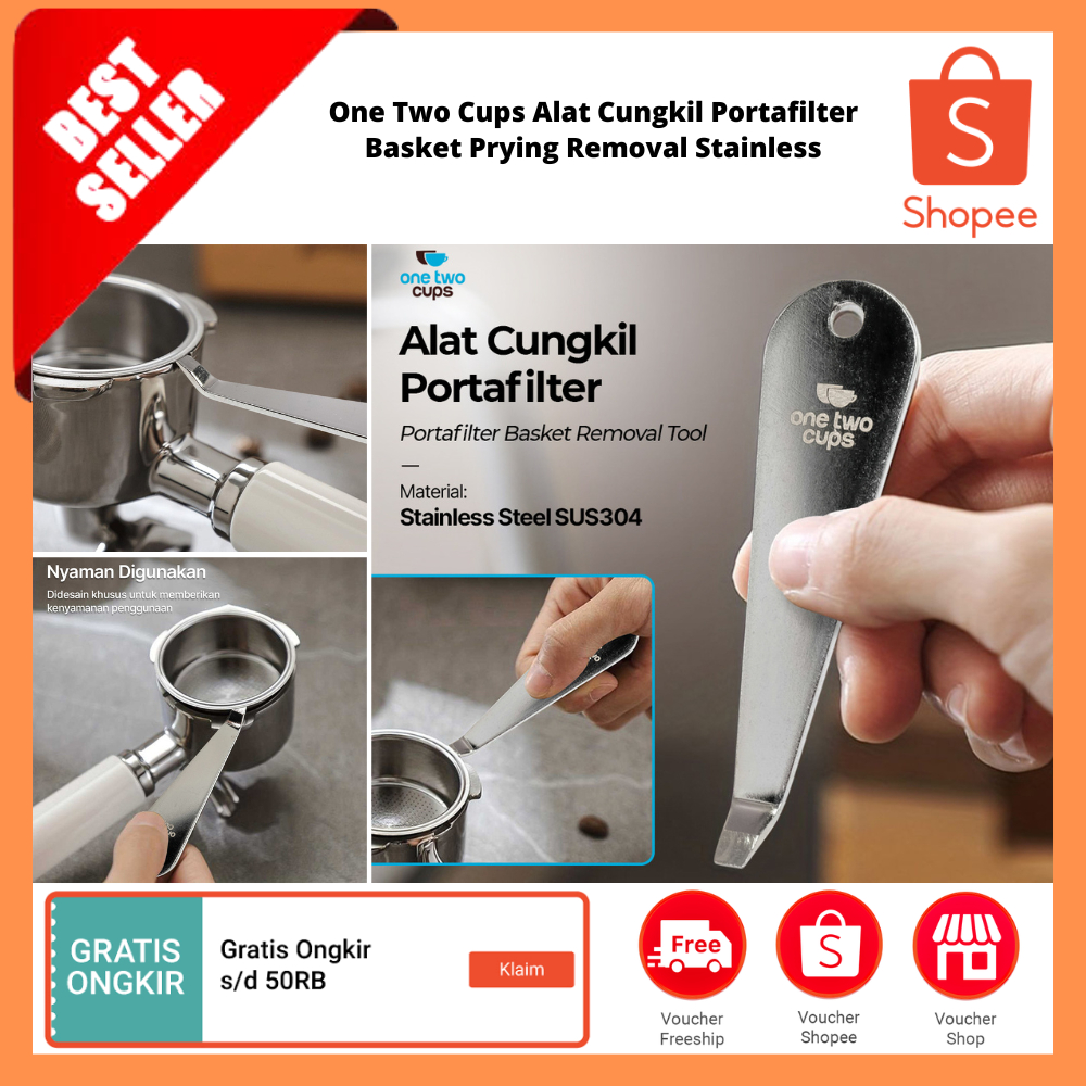 Alat Cungkil Portafilter Keranjang Prying Stainless / Alat Pelepas Portafilter Kopi Cangkir Bubuk