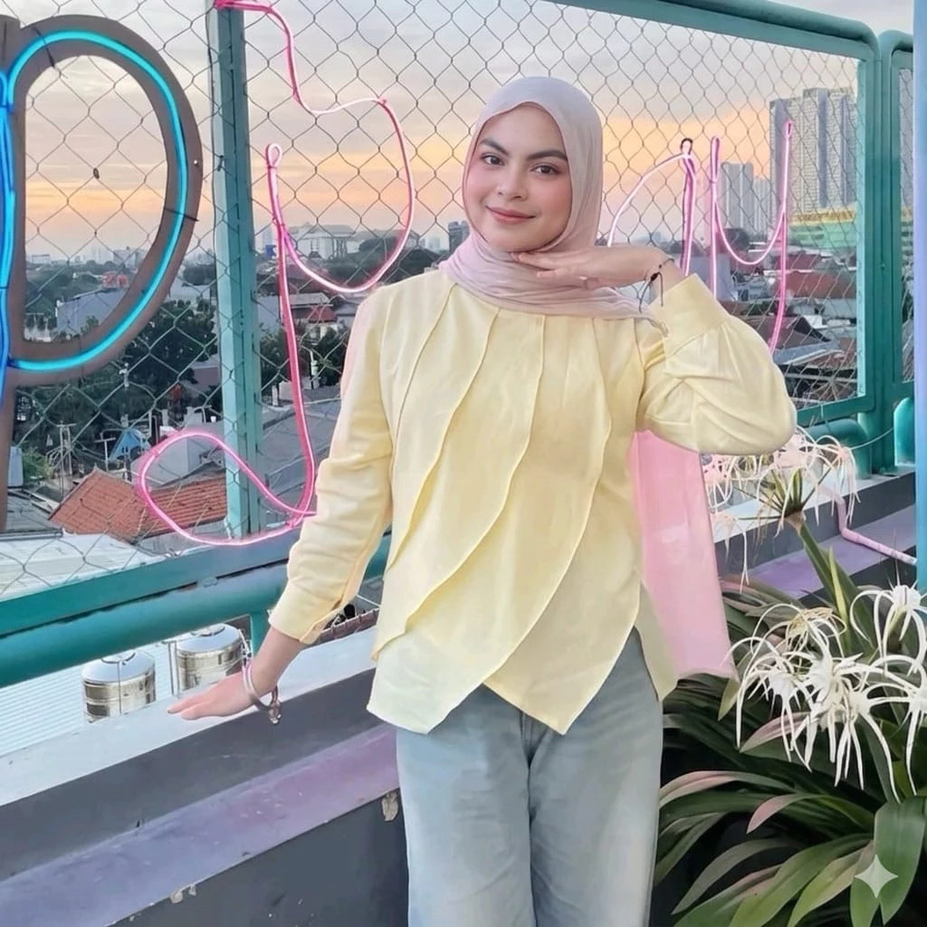 Blus Lengan Panjang Bahan Linen Ringan Model Layering Gaya Korea Adem untuk Wanita