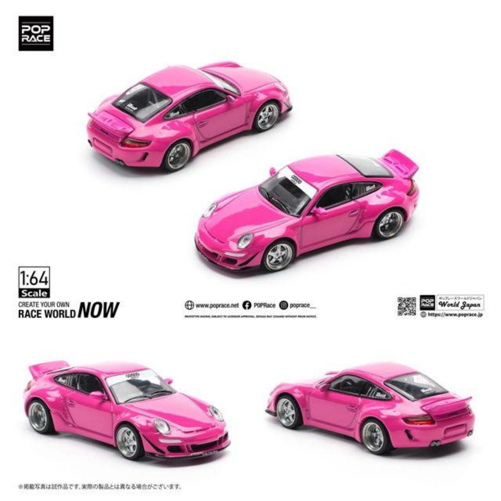 Pop Race RWB 997 Pink Porsche Illest Rough World PR64-202 poprace Mini Scale Diecast 1/64 GT Superca