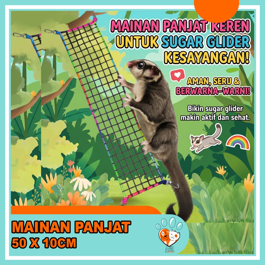 Climbing Net 50 X 10Cm Mainan Panjat Sugar glider Tupai / asesoris sugar glider / tangga panjatan ha