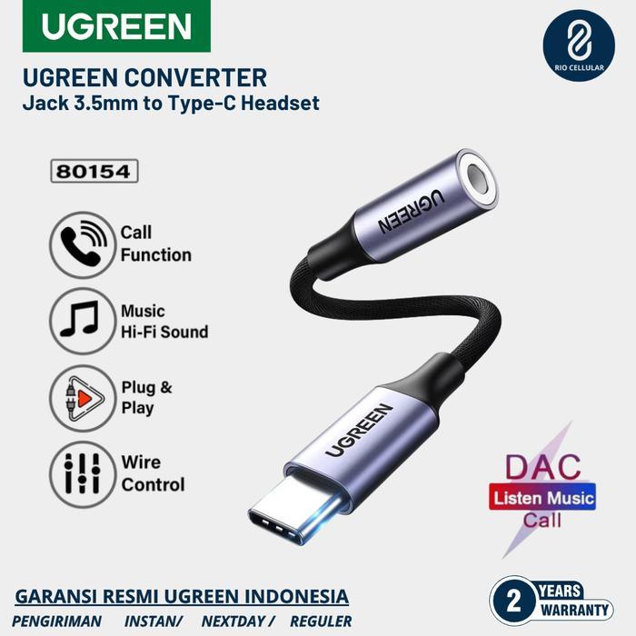 Ugreen DAC Type C to Jack 3.5mm Audio Converter Support MIC Samsung IPad Google Pixel 80154