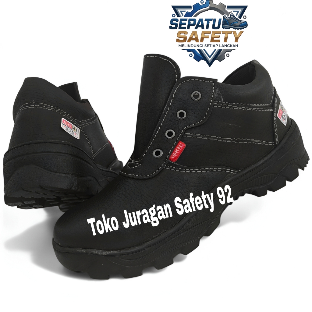 Sepatu Safety Pria Kulit Skn Safety Shoes Ujung Besi Sepatu Septi Sefty Ori Kerja Lapangan Proyek