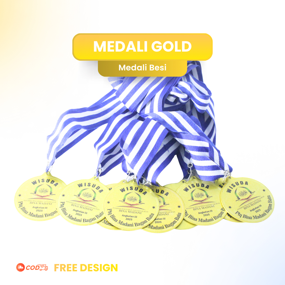 Medali Gold, Medali Gold Besi, Medali Besi/Logam Premium, Medali Turnamen, Pepisahan, Lomba, Medali 