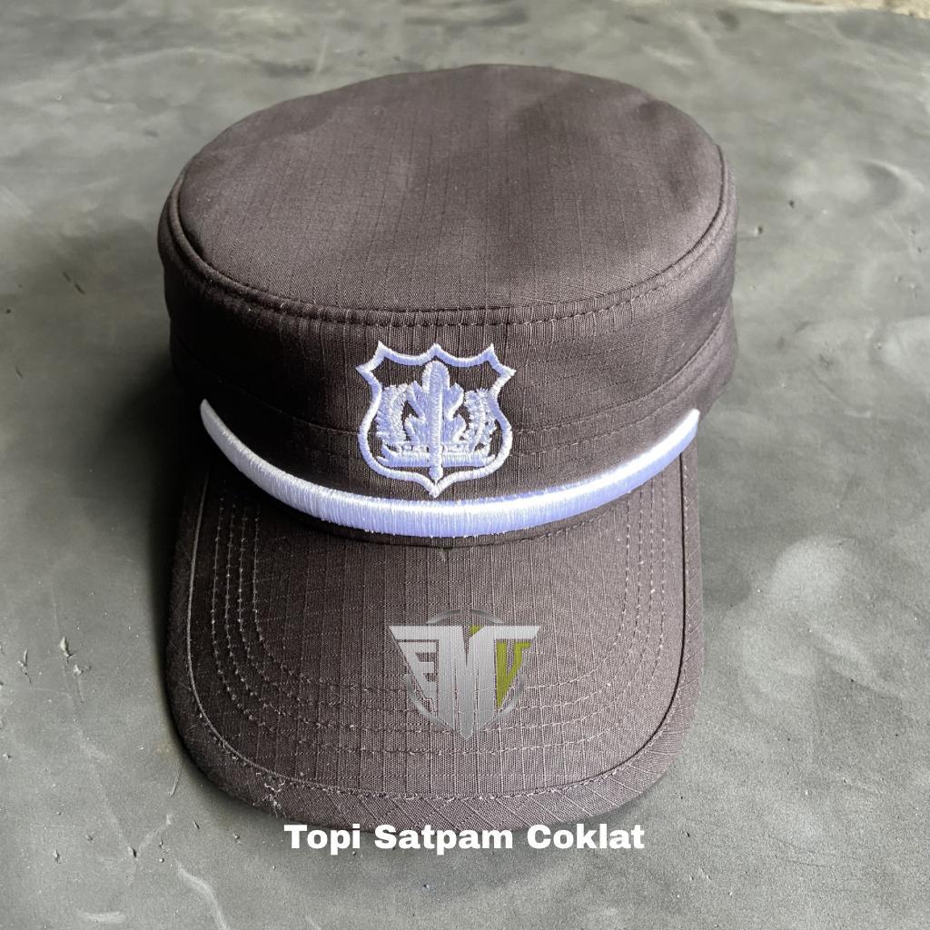 Topi Komando Satpam Coklat Premium