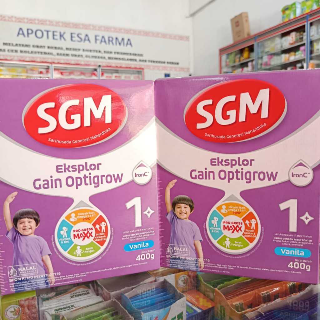 Susu Formula SGM Gain Optigrow 1+ 400gr, 800gr Vanilla dengan Formula Tinggi Kalori