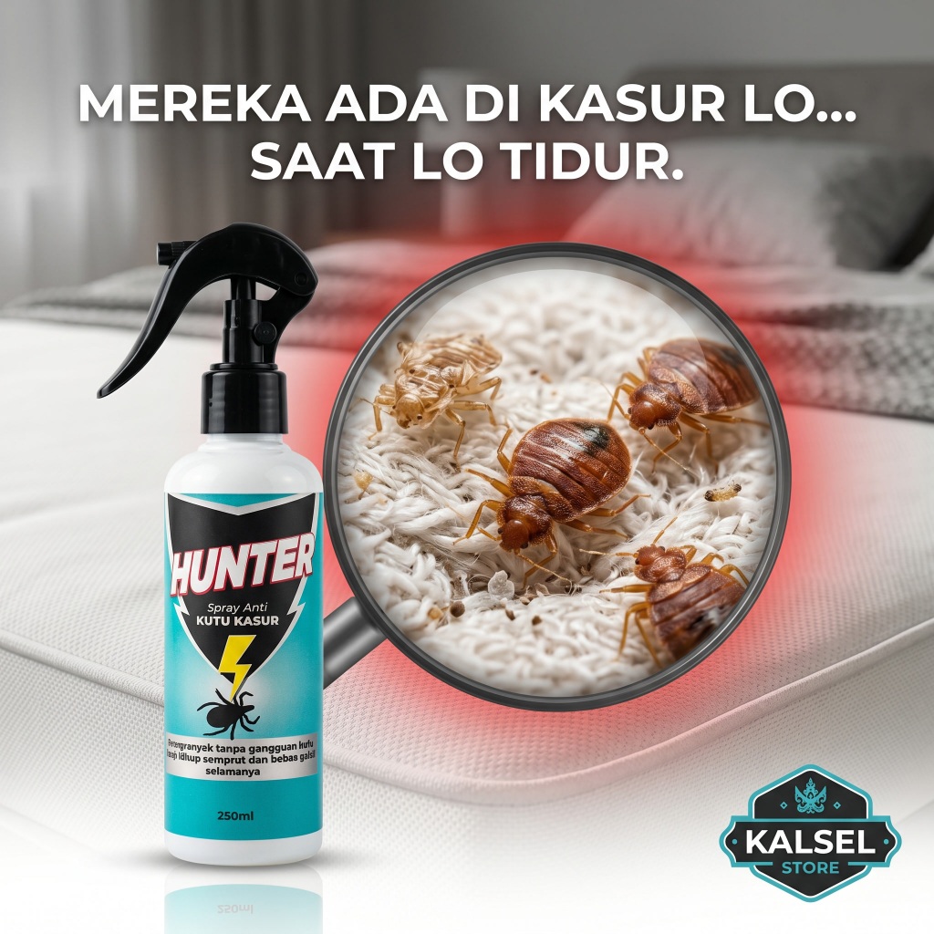 HUNTER RACUN SEMPROT PEMBUNUH PEMBASMI HAMA KUTU KASUR PEMPIJIT RACUN KUTU KASUR AMPUH RACUN TUNGAU 