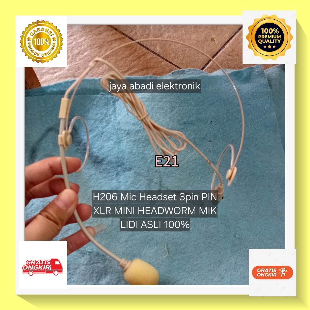 E21 H206  headseat presenter Mic Headset 3pin PIN XLR MINI HEADWORM MIK LIDI ASLI 100% Bando high qu