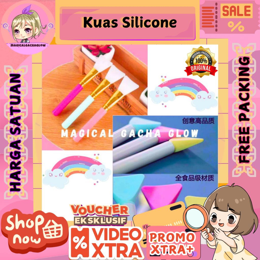Kuas Masker Silikon Kuas Masker Wajah Kuas Spatula Facial Masker Silicone Silica Premium Fanta Mint 