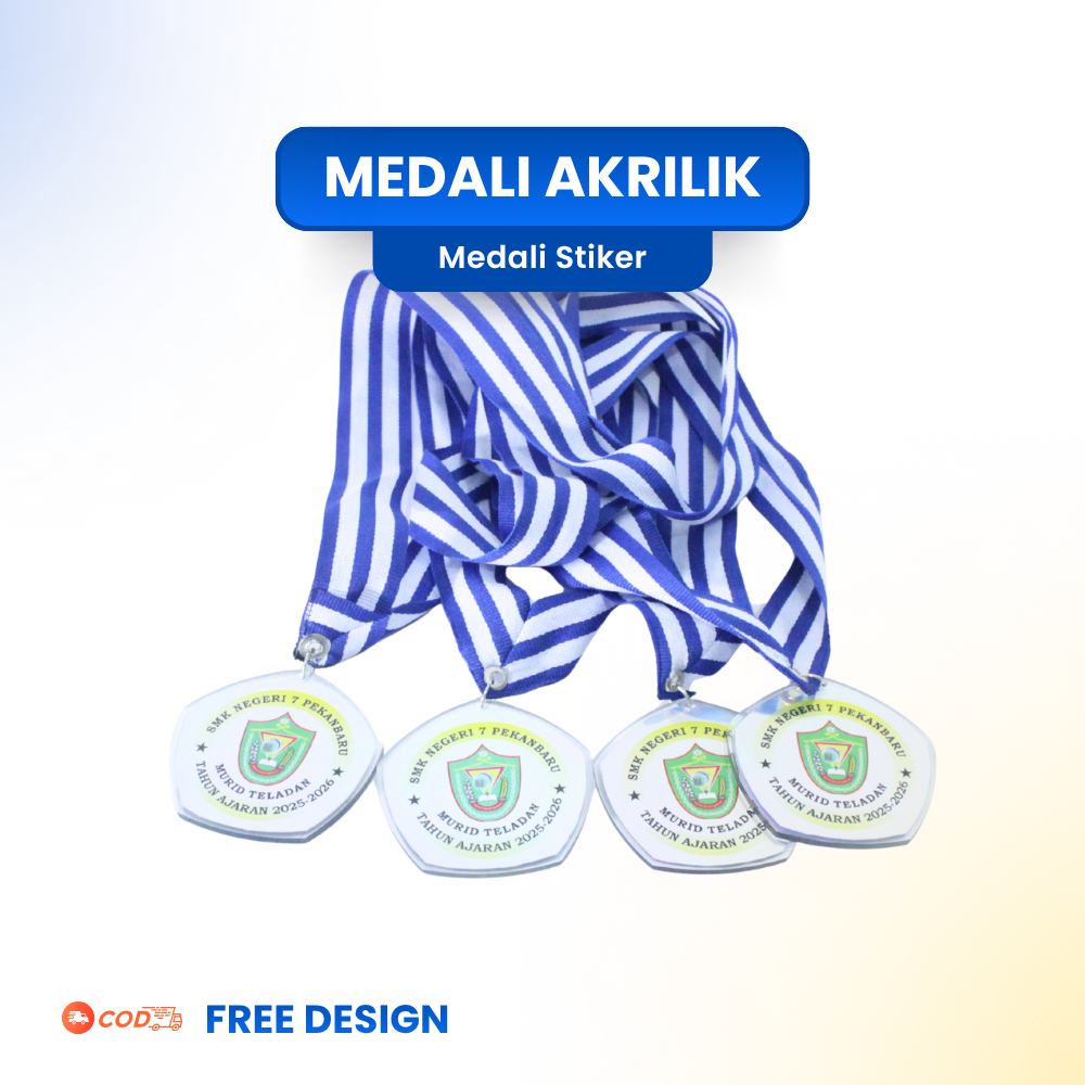 Medali Akrilik, Medali Akrilik Stiker Hologram, Medali Akrilik Visual Stiker, Medali Akrilik Pekanba