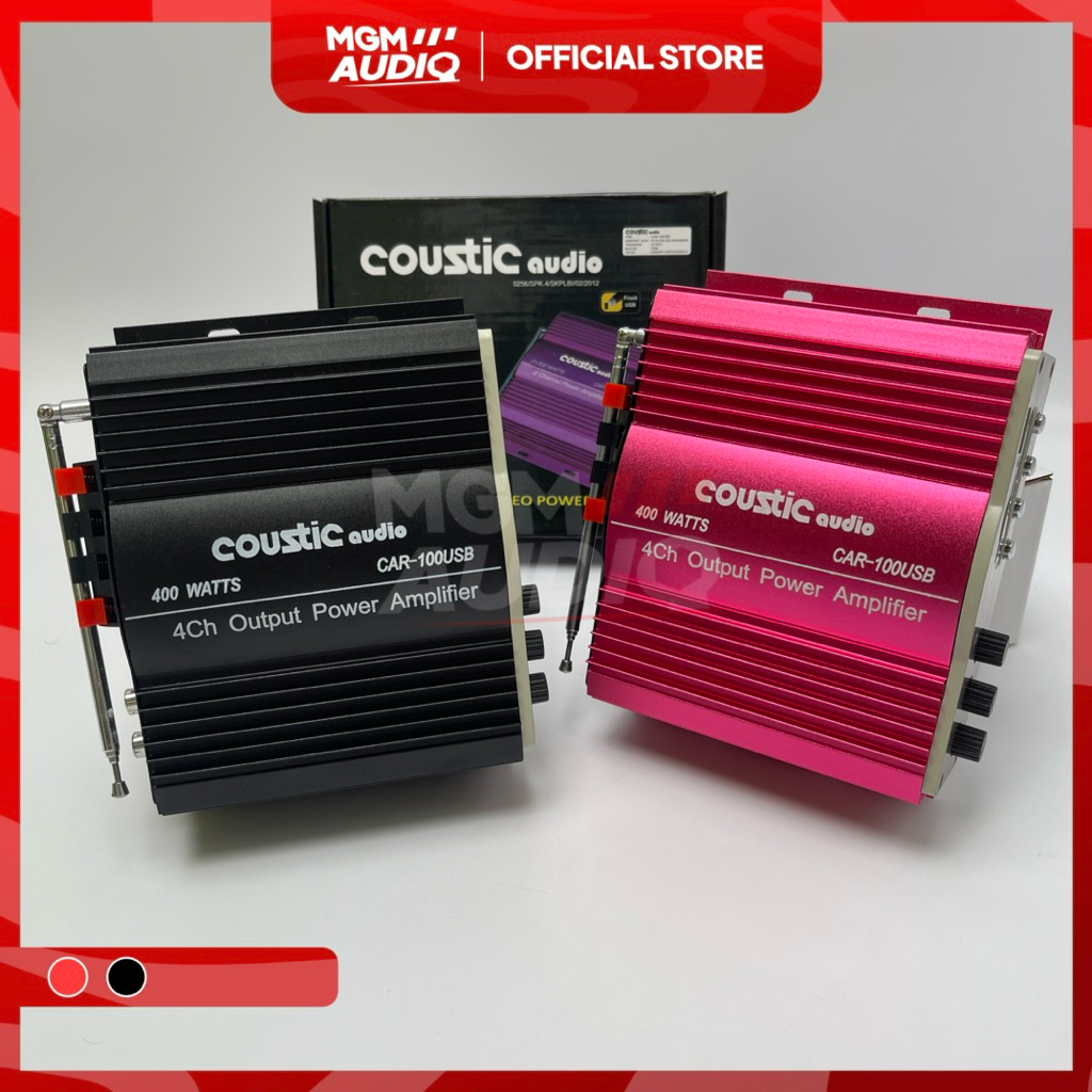 Power Amplifier Coustic Car 100 USB 4 Channel Mini - Upgrade Audio Mobil Praktis Dilengkapi MP3 & Ra