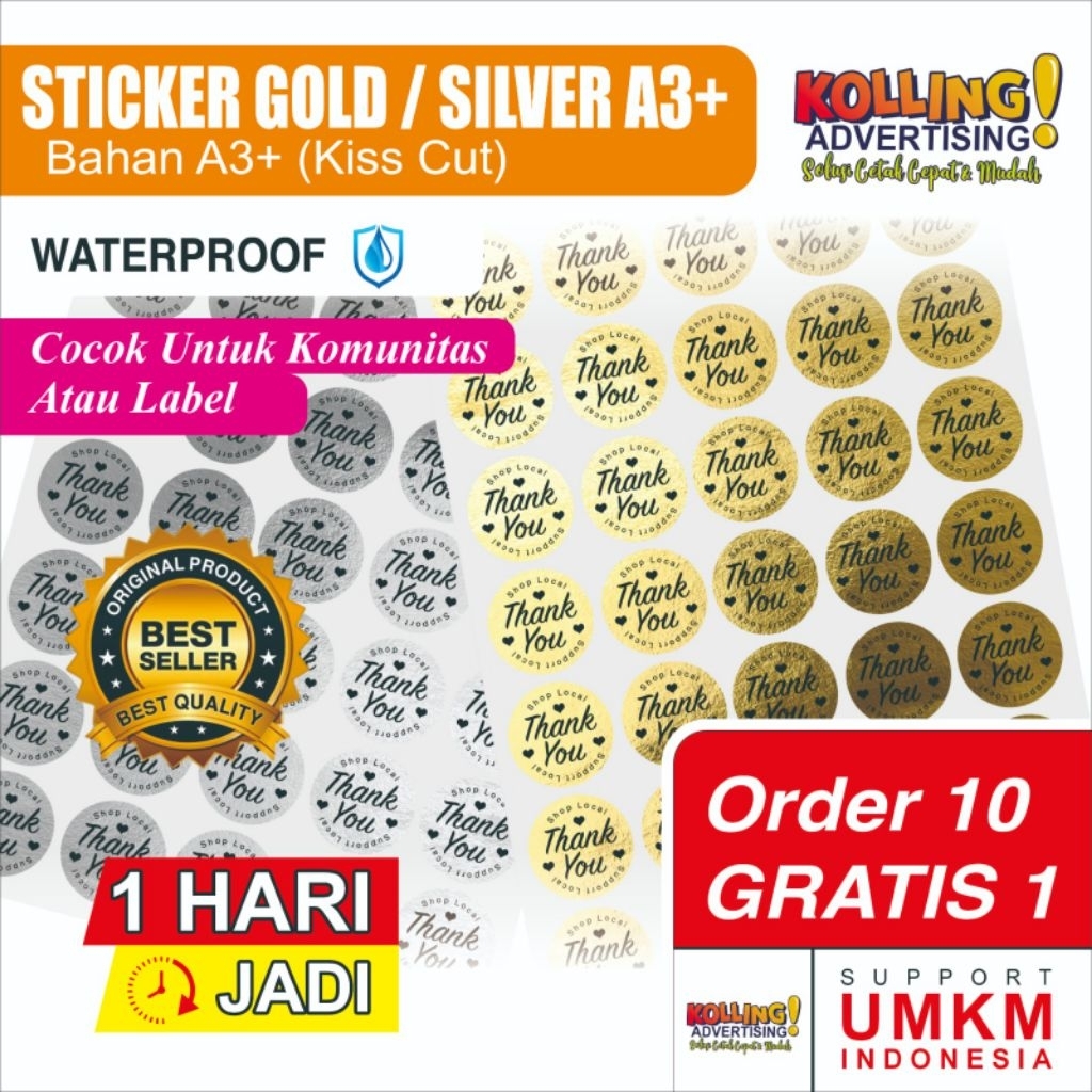 Cetak Stiker Silver / Gold / Sticker Label Kemasan / Label Usaha Makanan / Label Minuman / Komunitas