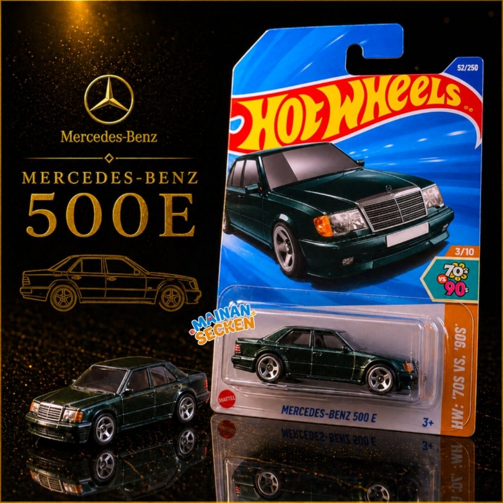Hot Wheels Mercedes Benz 500E Hijau - HW: 70S VS 90S