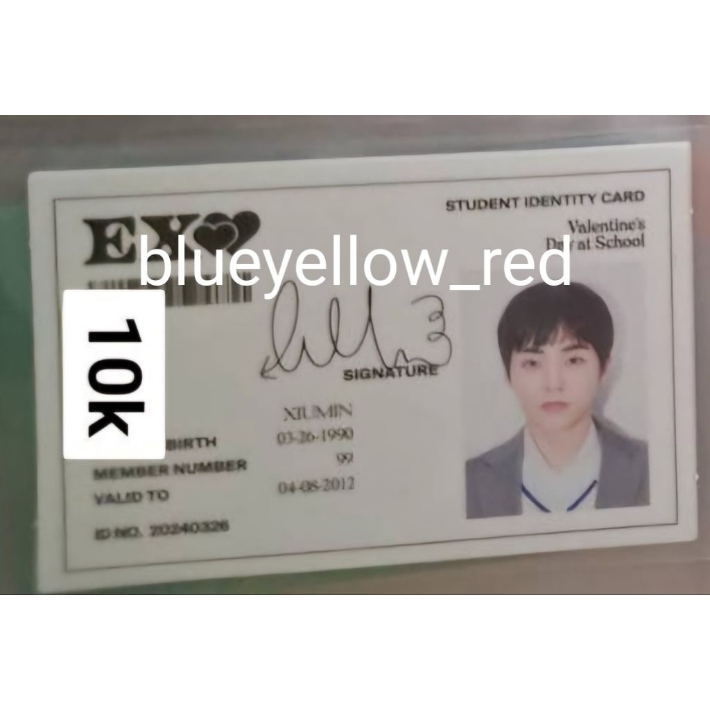 Photocard PC EXO ID Card Xiumin Season's Greeting 2024 SG 2024