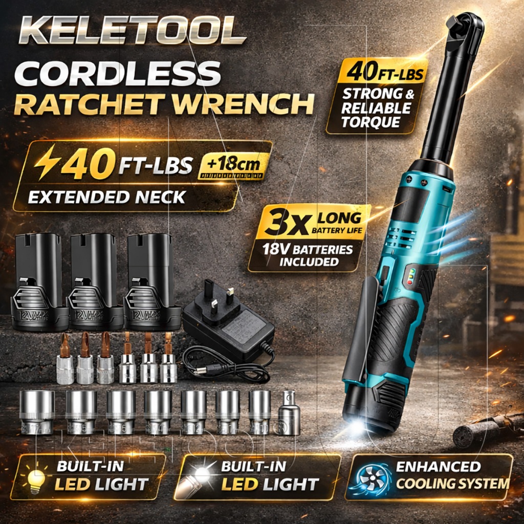 Kunci Angin Ring Pas Ratchet 3/8" Pneumatik Kunci Rachet Listrik Set 18v Cordless Electric Ratchet W