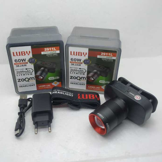 LUBY SENTER KEPALA ZOOM 60W L-2911 MERK LUBY , LAMPU LED 60 WATT , HEADLAMP LUBY L 2911