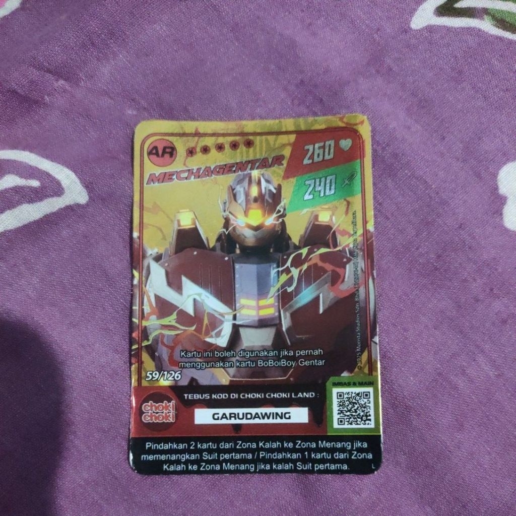 kartu boboiboy AR mechagentar