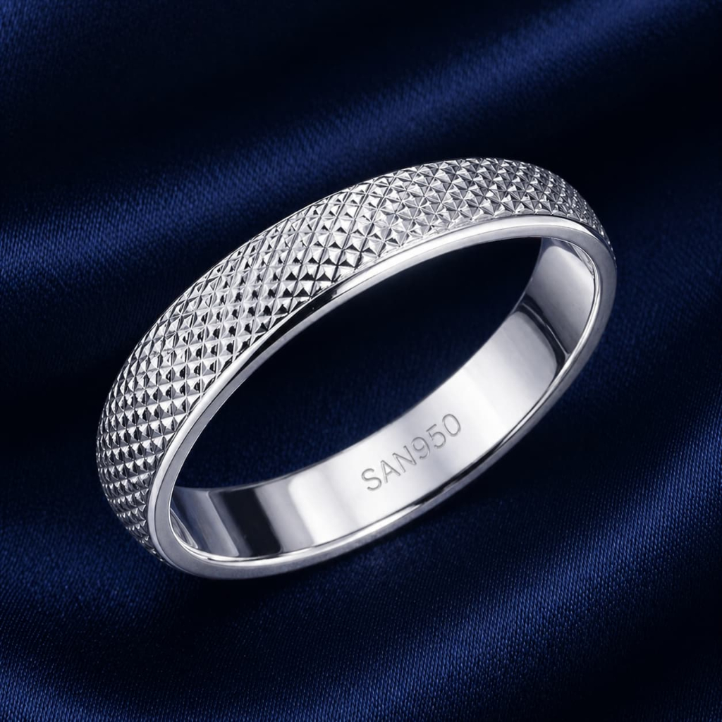 Cincin Nikah Pria Perak asli P141 - Motif Ukiran Diagonal Elegan - Ring Unisex Custom Handmade