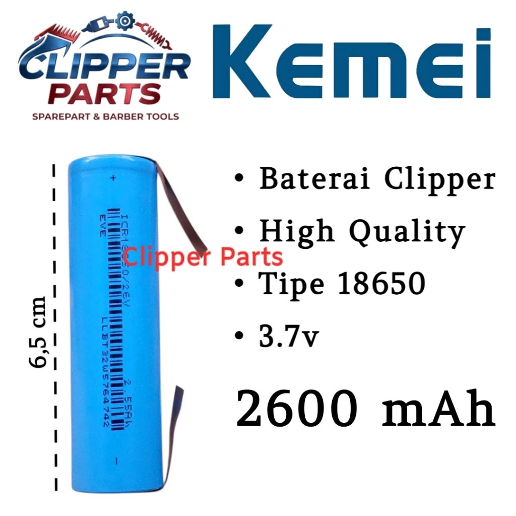 Baterai Kemei 2600 mAh Baterai Mesin Cukur Kemei Cordless