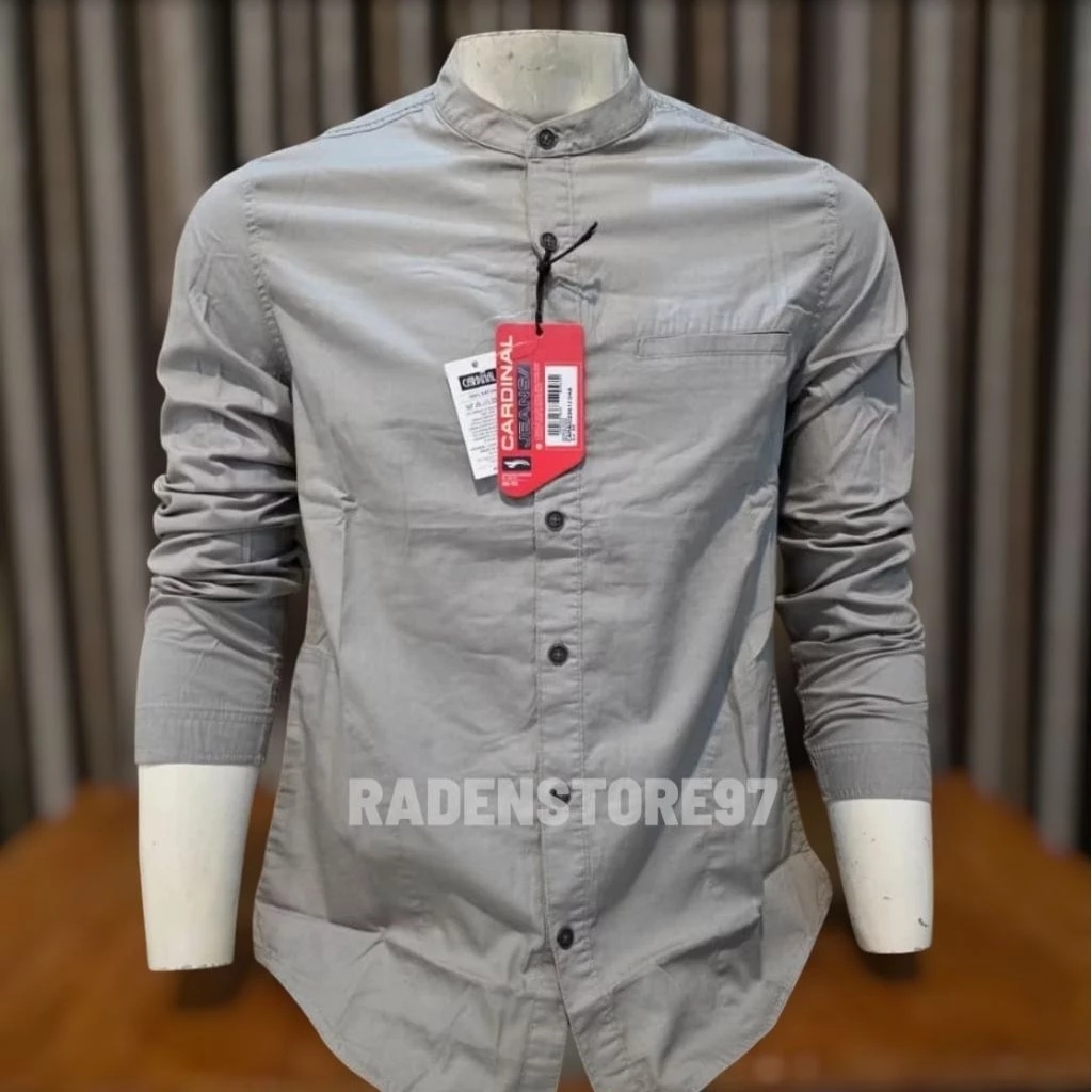 KOKO CARDINAL JEANS LENGAN PANJANG WARNA PUTIH KOTAK-KOTAK ORIGINAL PRIA