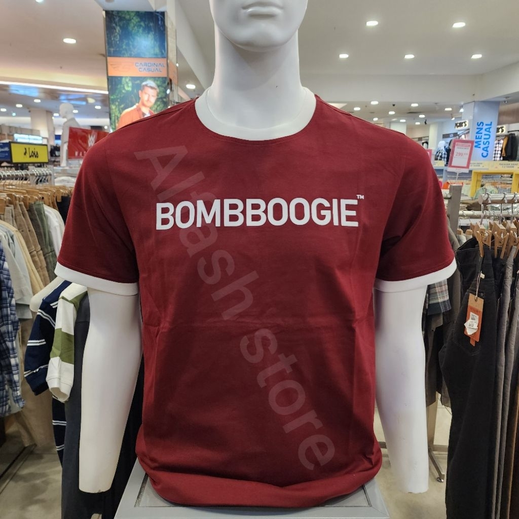 Kaos Bombboogie Merah Original - Atasan Pria Casual Premium Reguler Fit 12F87B4MA