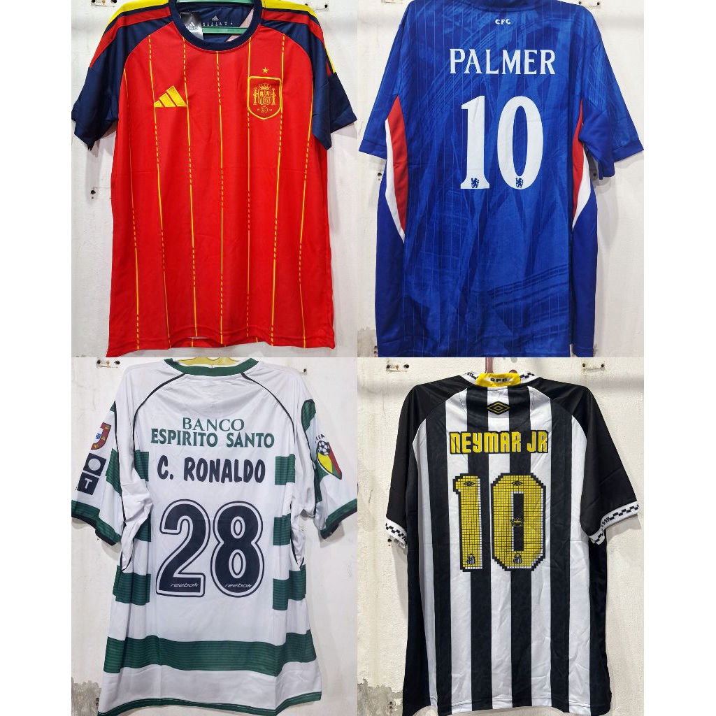 Jersey Bola Big Size 5XL 6XL Spain Chelsea Palmer Santos Neymar Jr Sporting Ronaldo