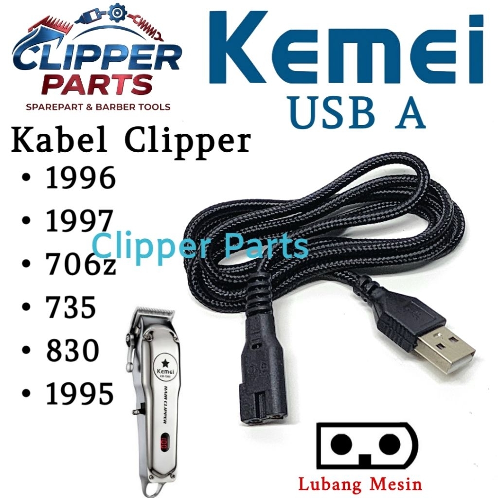 Kabel Kemei 1996 735 1997 Kabel Charger Mesin Cukur Kemei #USB A