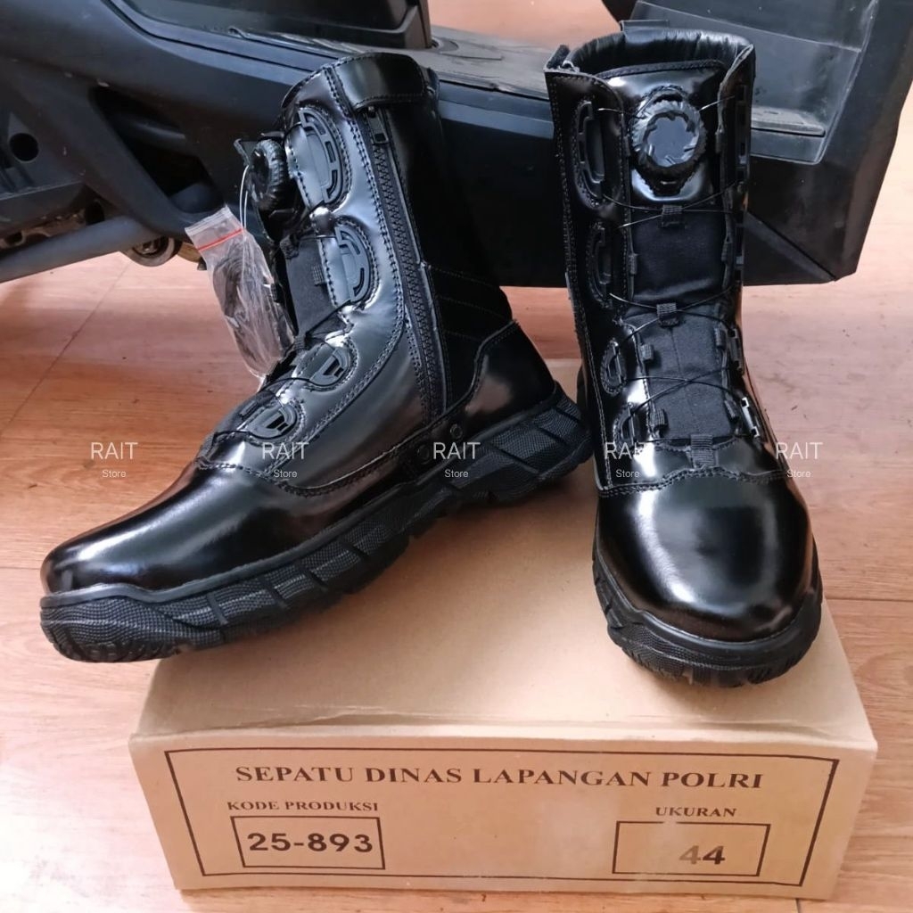 ORIGINAL JATAH Sepatu PDL Polri Tali Putar Original Leather - Sepatu Dinas Lapangan Polisi Kulit Kil
