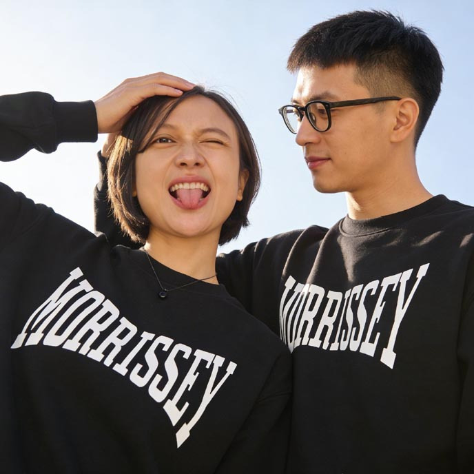 Sweater Morrissey Logo Crewneck Unisex Sweatshirt Bahan Cotton Fleece Adem & Nyaman || SWEATER COUPL