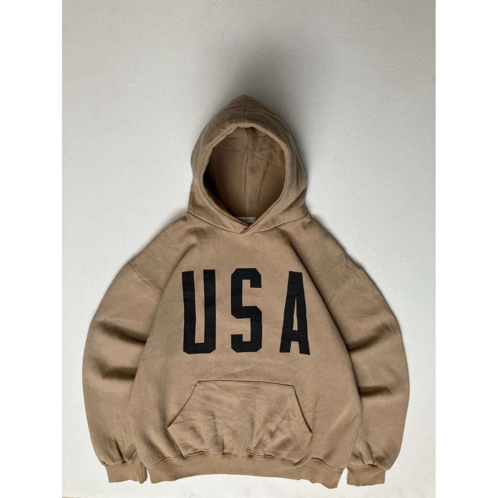Heavyweight "USA" Beige Hoodie