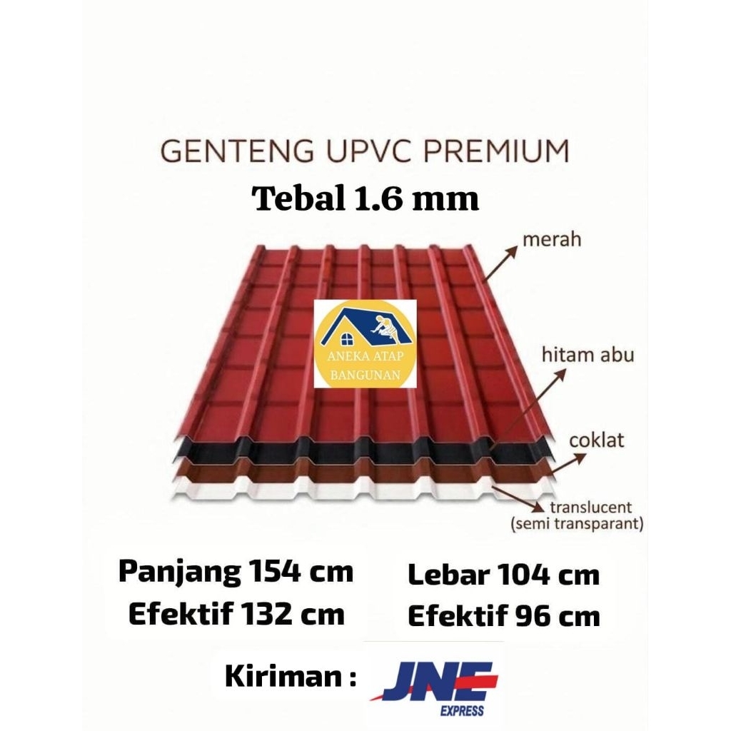 Genteng UPVC Tebal 1.6 mm Murah Atap Sejuk Genteng Premium