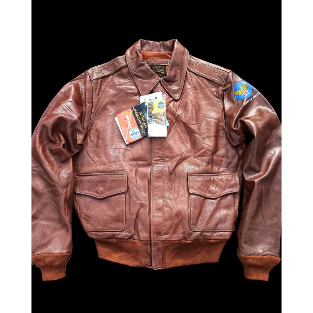 MORGAN MEMPHIS BELLE A2 USAAF Flight Jacket X Jaket Kulit Buzz Ricksons Real McCoys Aero Vanson Leat