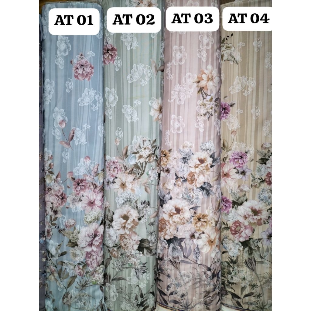 Kain Polyester Motif Bunga Timbul