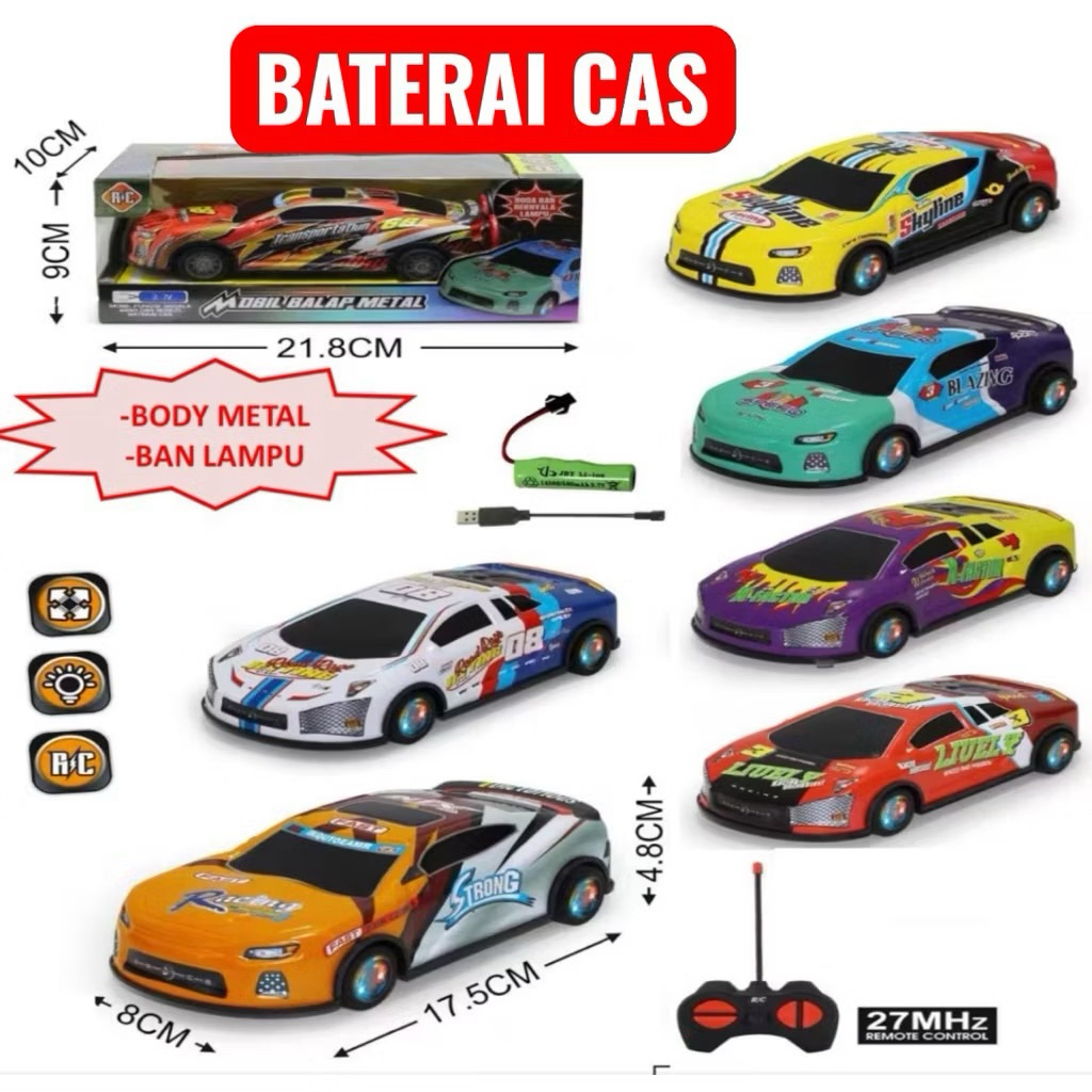 Mobil Remote Control Body metal Ban lampu Maina Anak Mobil Balap Rc